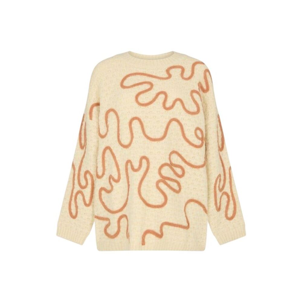 Raffya Womens/Ladies Elton Embroidered Oversized Sweater Top / Cream